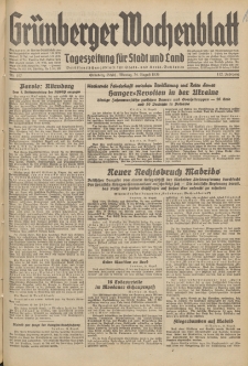 Grünberger Wochenblatt: Tageszeitung für Stadt und Land, No. 197. (24. August 1936)