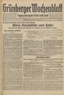 Grünberger Wochenblatt: Tageszeitung für Stadt und Land, No. 198. (25. August 1936)