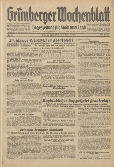 Gr&uuml;nberger Wochenblatt: Tageszeitung f&uuml;r Stadt und Land, No. 205. (2. September 1936)