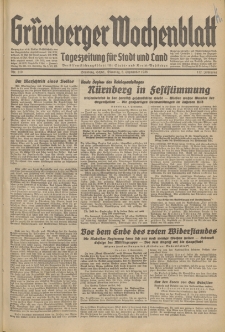 Gr&uuml;nberger Wochenblatt: Tageszeitung f&uuml;r Stadt und Land, No. 210. (8. September 1936)