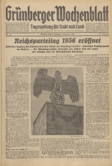 Grünberger Wochenblatt: Tageszeitung für Stadt und Land, No. 211. (9. September 1936)