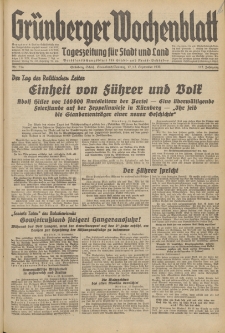 Gr&uuml;nberger Wochenblatt: Tageszeitung f&uuml;r Stadt und Land, No. 214. (12./13. September 1936)
