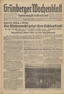 Gr&uuml;nberger Wochenblatt: Tageszeitung f&uuml;r Stadt und Land, No. 216. (15. September 1936)