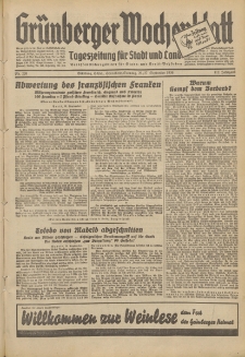 Gr&uuml;nberger Wochenblatt: Tageszeitung f&uuml;r Stadt und Land, No. 226. (26./27. September 1936)