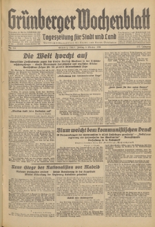 Gr&uuml;nberger Wochenblatt: Tageszeitung f&uuml;r Stadt und Land, No. 237. (9. Oktober 1936)