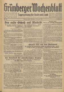 Grünberger Wochenblatt: Tageszeitung für Stadt und Land, No. 258. (3. November 1936)