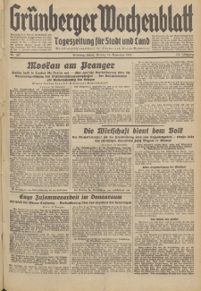 Gr&uuml;nberger Wochenblatt: Tageszeitung f&uuml;r Stadt und Land, No. 267. (13. November 1936)