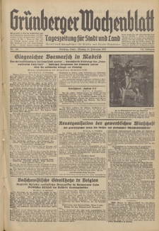 Grünberger Wochenblatt: Tageszeitung für Stadt und Land, No. 269. (16. November 1936)