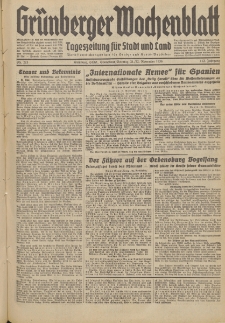 Gr&uuml;nberger Wochenblatt: Tageszeitung f&uuml;r Stadt und Land, No. 273. (21./22. November 1936)