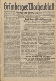 Gr&uuml;nberger Wochenblatt: Tageszeitung f&uuml;r Stadt und Land, No. 279. (28./29. November 1936)
