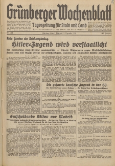 Gr&uuml;nberger Wochenblatt: Tageszeitung f&uuml;r Stadt und Land, No. 282. (2. Dezember 1936)