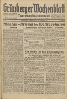 Gr&uuml;nberger Wochenblatt: Tageszeitung f&uuml;r Stadt und Land, No. 297. (19./20. Dezember 1936)