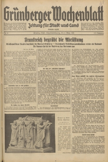 Gr&uuml;nberger Wochenblatt: Zeitung f&uuml;r Stadt und Land, No. 64. (16./17. M&auml;rz 1935)