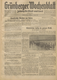 Gr&uuml;nberger Wochenblatt: Zeitung f&uuml;r Stadt und Land, No. 79. (03. April 1935)