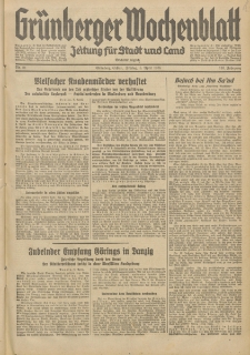 Grünberger Wochenblatt: Zeitung für Stadt und Land, No. 81. (5. April 1935)