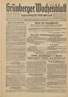 Gr&uuml;nberger Wochenblatt: Tageszeitung f&uuml;r Stadt und Land, No. 1. (2./3. Januar 1937)