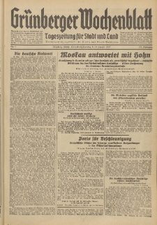 Gr&uuml;nberger Wochenblatt: Tageszeitung f&uuml;r Stadt und Land, No. 7. (9./10. Januar 1937)