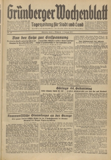 Gr&uuml;nberger Wochenblatt: Tageszeitung f&uuml;r Stadt und Land, No. 10. (13. Januar 1937)