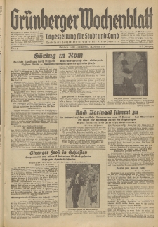 Gr&uuml;nberger Wochenblatt: Tageszeitung f&uuml;r Stadt und Land, No. 11. (14. Januar 1937)