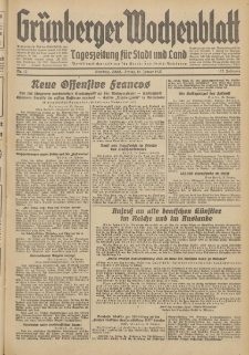 Gr&uuml;nberger Wochenblatt: Tageszeitung f&uuml;r Stadt und Land, No. 12. (15. Januar 1937)