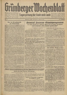 Gr&uuml;nberger Wochenblatt: Tageszeitung f&uuml;r Stadt und Land, No. 16. (20. Januar 1937)