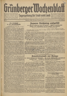 Gr&uuml;nberger Wochenblatt: Tageszeitung f&uuml;r Stadt und Land, No. 18. (22. Januar 1937)