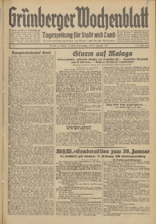 Gr&uuml;nberger Wochenblatt: Tageszeitung f&uuml;r Stadt und Land, No. 19. (23./24. Januar 1937)