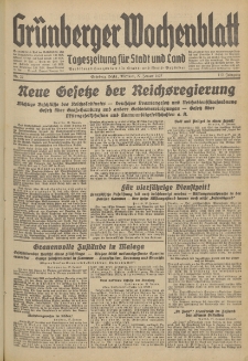Gr&uuml;nberger Wochenblatt: Tageszeitung f&uuml;r Stadt und Land, No. 22. (27. Januar 1937)