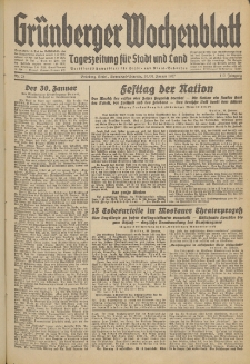 Gr&uuml;nberger Wochenblatt: Tageszeitung f&uuml;r Stadt und Land, No. 25. (30./31. Januar 1937)