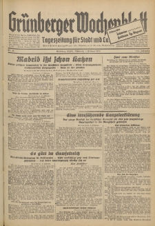 Gr&uuml;nberger Wochenblatt: Tageszeitung f&uuml;r Stadt und Land, No. 28. (3. Februar 1937)