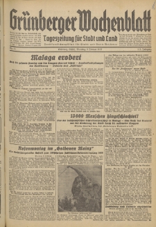 Gr&uuml;nberger Wochenblatt: Tageszeitung f&uuml;r Stadt und Land, No. 33. (9. Februar 1937)
