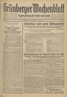 Gr&uuml;nberger Wochenblatt: Tageszeitung f&uuml;r Stadt und Land, No. 11. (14. Januar 1937)