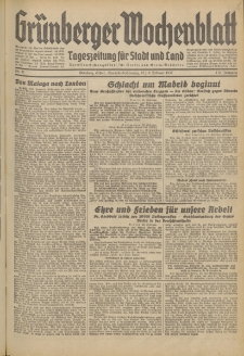 Gr&uuml;nberger Wochenblatt: Tageszeitung f&uuml;r Stadt und Land, No. 37. (13./14. Februar 1937)