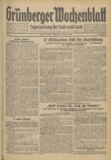 Gr&uuml;nberger Wochenblatt: Tageszeitung f&uuml;r Stadt und Land, No. 40. (17. Februar 1937)