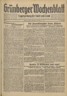 Gr&uuml;nberger Wochenblatt: Tageszeitung f&uuml;r Stadt und Land, No. 41. (18. Februar 1937)