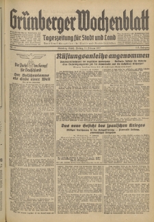 Gr&uuml;nberger Wochenblatt: Tageszeitung f&uuml;r Stadt und Land, No. 42. (19. Februar 1937)