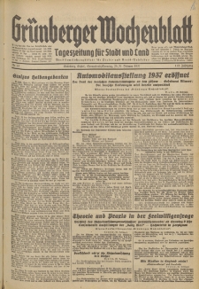 Gr&uuml;nberger Wochenblatt: Tageszeitung f&uuml;r Stadt und Land, No. 43. (20./21. Februar 1937)