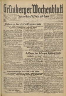 Gr&uuml;nberger Wochenblatt: Tageszeitung f&uuml;r Stadt und Land, No. 50. (1. M&auml;rz 1937)