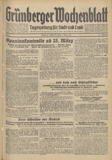 Gr&uuml;nberger Wochenblatt: Tageszeitung f&uuml;r Stadt und Land, No. 57. (9. M&auml;rz 1937)