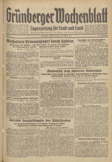Gr&uuml;nberger Wochenblatt: Tageszeitung f&uuml;r Stadt und Land, No. 62. (15. M&auml;rz 1937)