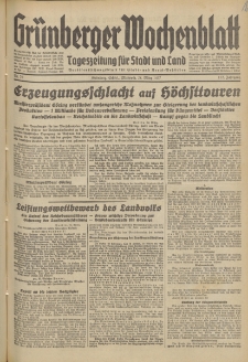Gr&uuml;nberger Wochenblatt: Tageszeitung f&uuml;r Stadt und Land, No. 70. (24. M&auml;rz 1937)
