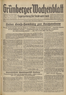 Gr&uuml;nberger Wochenblatt: Tageszeitung f&uuml;r Stadt und Land, No. 75. (1. April 1937)