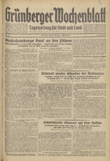Gr&uuml;nberger Wochenblatt: Tageszeitung f&uuml;r Stadt und Land, No. 76. (2. April 1937)