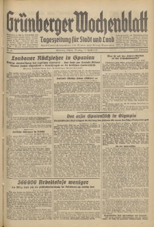Gr&uuml;nberger Wochenblatt: Tageszeitung f&uuml;r Stadt und Land, No. 84. (12. April 1937)