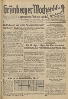 Gr&uuml;nberger Wochenblatt: Tageszeitung f&uuml;r Stadt und Land, No. 88. (16. April 1937)