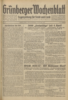 Gr&uuml;nberger Wochenblatt: Tageszeitung f&uuml;r Stadt und Land, No. 89. (17./18. April 1937)