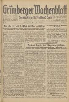 Gr&uuml;nberger Wochenblatt: Tageszeitung f&uuml;r Stadt und Land, No. 90. (19. April 1937)