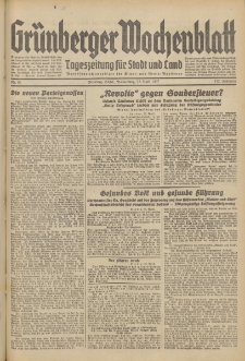 Gr&uuml;nberger Wochenblatt: Tageszeitung f&uuml;r Stadt und Land, No. 93. (22. April 1937)