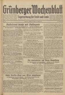 Gr&uuml;nberger Wochenblatt: Tageszeitung f&uuml;r Stadt und Land, No. 94. (23. April 1937)