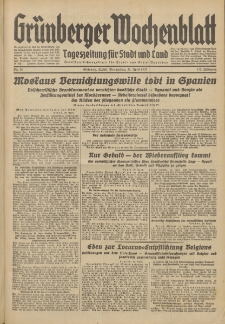 Gr&uuml;nberger Wochenblatt: Tageszeitung f&uuml;r Stadt und Land, No. 99. (29. April 1937)